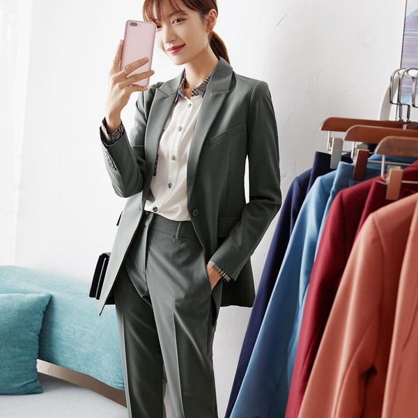 

colors expose thin show slim suit women fashion two piece professional pants women's, White