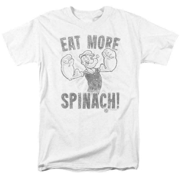 

popeye eat more spinach t shirt licensed comic cartoon tee white, White;black