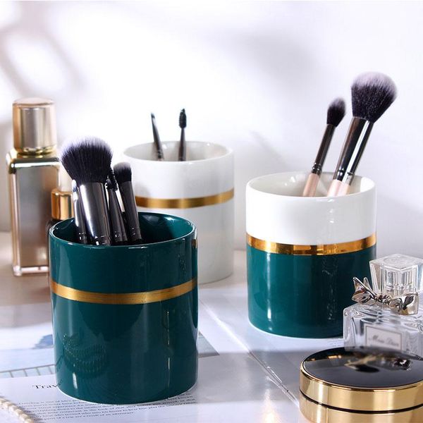 

storage bottles & jars nordic art small luxury ceramic green pen holder deskeyeliner eyebrow pencil tube simple home tableware jar