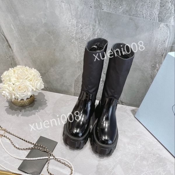 

2021 designer women classic tall womens boot 35-41 snow leather winter martin sneakers lady thick rubber outsole chunky heel zh211022, Black