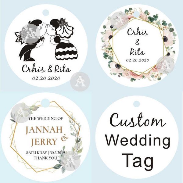 Tags do favor do casamento Obrigado por presente personalizado decoração favores personalizados 210610