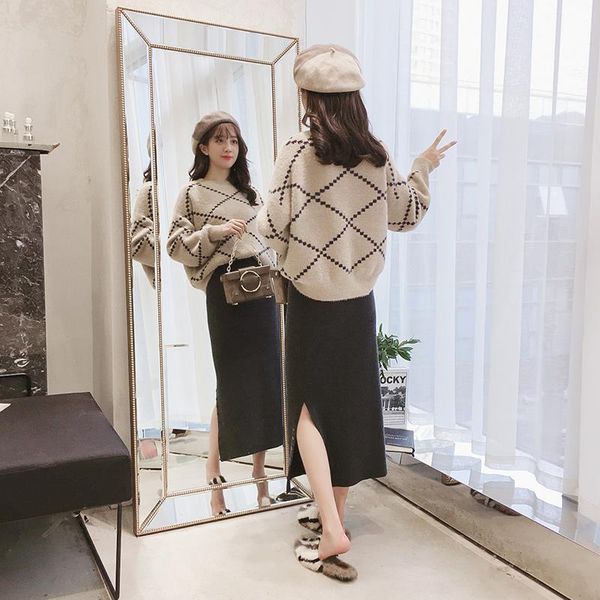 

women's sweaters woolen sweater, White;black