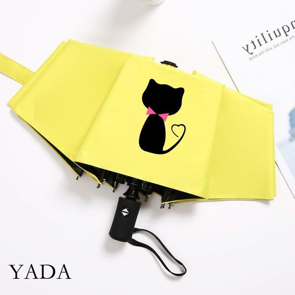 

umbrellas yada ins cartoons cat shadow pattern automatic umbrella fold women uv rainproof parasol rain sun yd200272