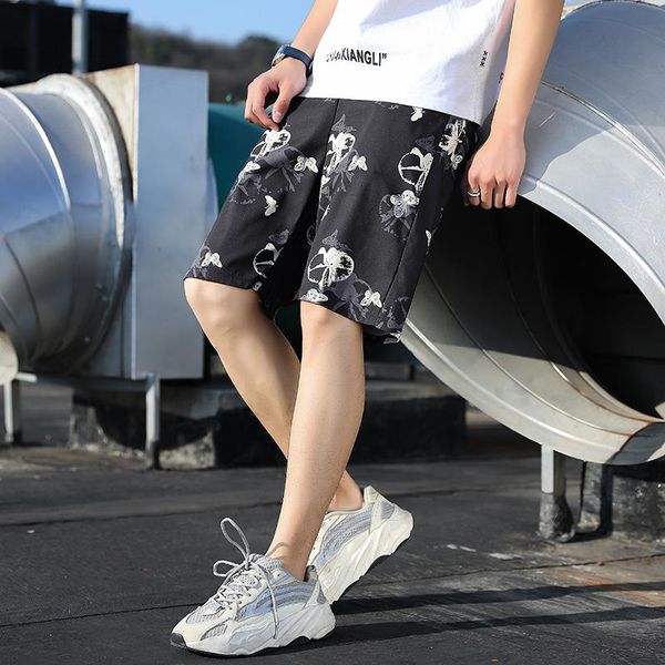 

summer men's beach shorts bermuda casual 2021 fashionable male leisure printing mens short pants m-3xl, White;black