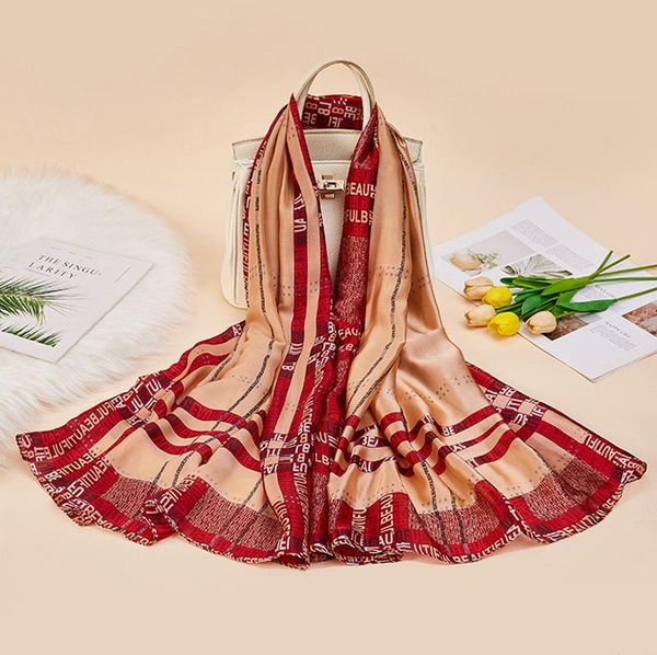 

silk printed scarf sunscreen big shawl lady turban decorative beach long scarves, Blue;gray