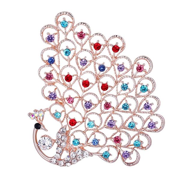 

pins, brooches exquisite shiny zircon peacock brooch ladies elegant fashion party jewelry gift, Gray