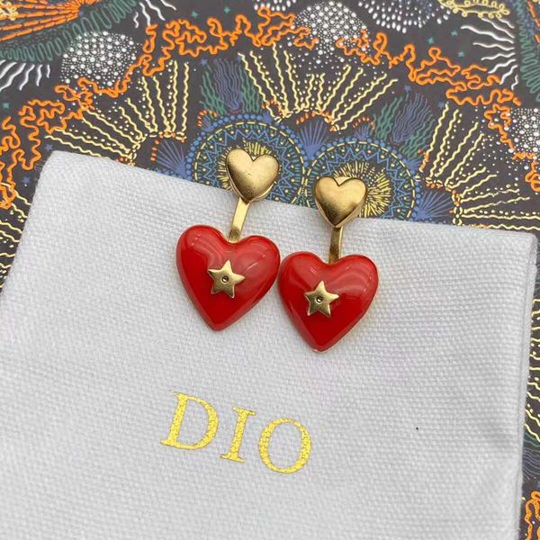

21 new red love earrings female brass s925 silver needle earrings
