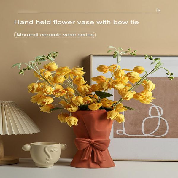 

vases nordic modern creative ceramic bowknot vase decoration flower arrangement bouquet living room home