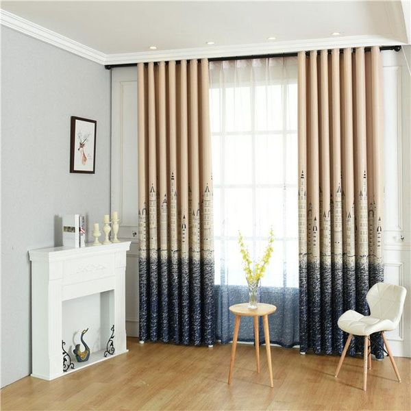 

curtain & drapes castle print curtains living room fabric gauze tulle bedroom study blackout children's customizable size