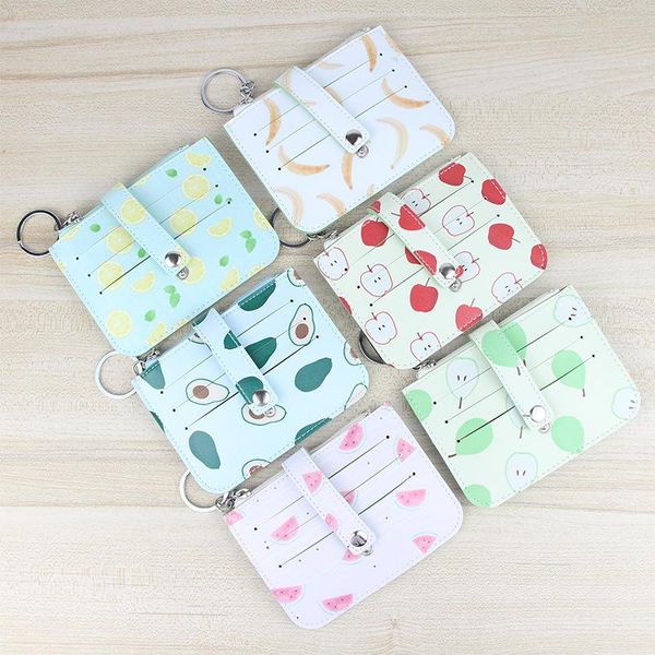 

purse pacgoth fresh japanese and korean style women's pu leather coin multifunction card holder bags fruits prints banana, White