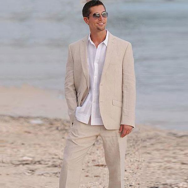 

men's suits & blazers casual beige linen men beach wedding suit pants 2piece slim fit man blazer jacket latest coat pant desi, White;black