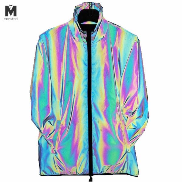 

men's jackets autumn winter men night colorful reflective hooded jacket casual windbreaker man hip hop and coats drop, Black;brown