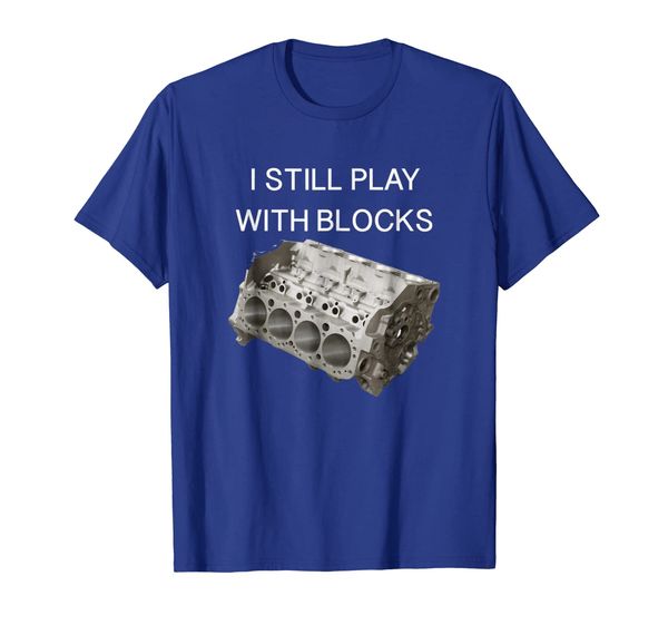 

i still play with blocks engine block tee shirt, White;black