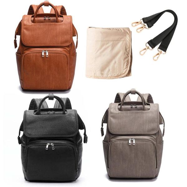 

diaper bags pu leather maternity mommy bag backpacks multifunctional portable baby nappy with changing pad stroller hooks travel