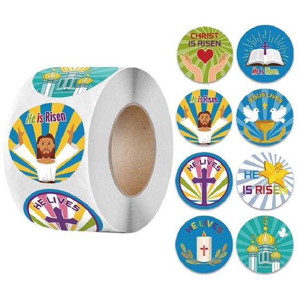 

gift wrap easter day stickers jesus paster 6 designs greeting card of bronzed sticke self-adhesive labels circle decals