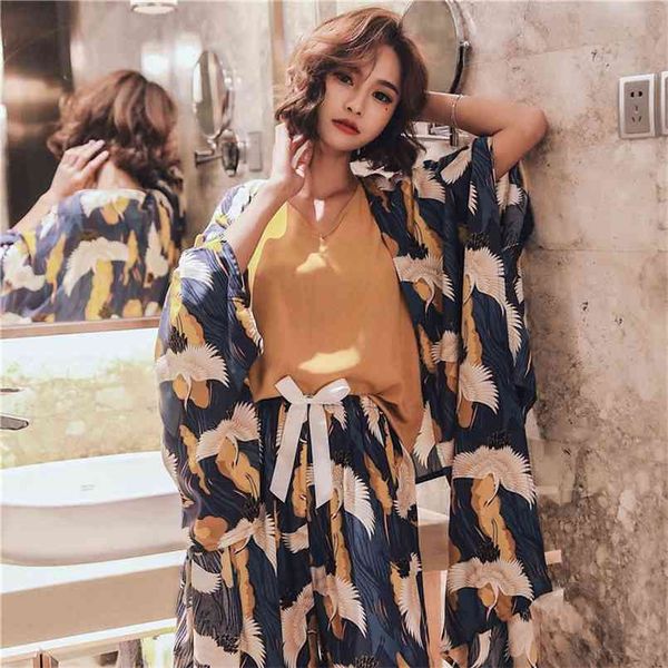 

july's song 4 pieces soft autumn summer women pajamas sets floral printed sleepwear with shorts female leisure nightwear suit 210809, Black;red