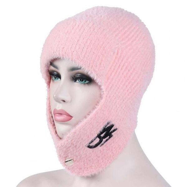 

cycling caps & masks winter warm knit hat non-shedding breathable vibrant color ear protection beanies for women, Black