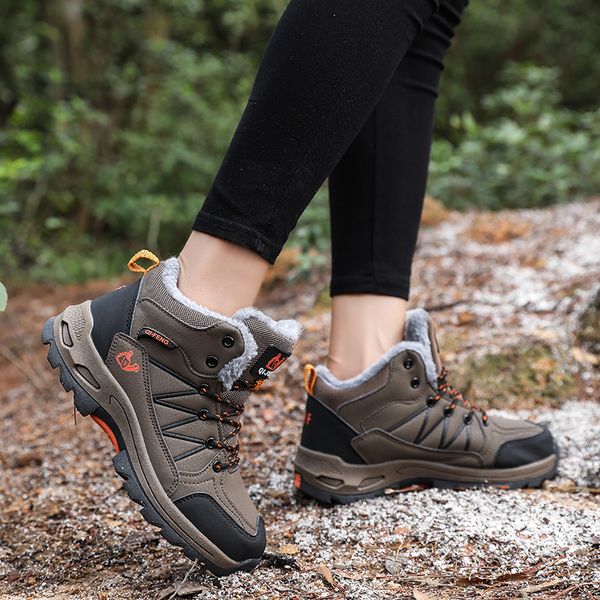 

fur winter women outdoor snow ankle boots hiking shoes warm fluff casual footwear mountain climbing men sneaker waterproof large