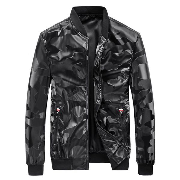 

fashion jacket men's autumn 2021 pu camouflage sports leisure functional collar, Black;brown