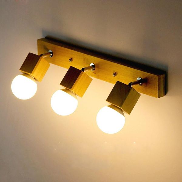 

wall lamp creative solid wood simple japanese style living room bedroom bedside bathroom led wooden mirror front wf1015
