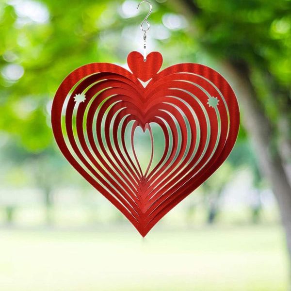 

decorative objects & figurines love heart shaped wind spinner rotating chime metal hanging garden home decoration indoor window balcony orna