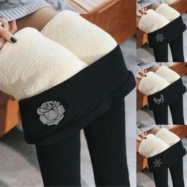 

women's leggings winter warm women high waist girl casual leggins thicken push up elasticity for, Black
