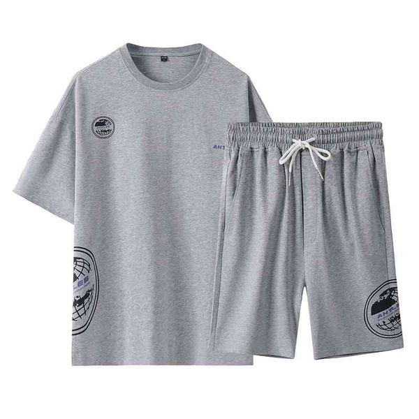 

short sleeve t-shirt fashion brand 2021 summer new leisure sports shorts men's suit with handsome, White;black