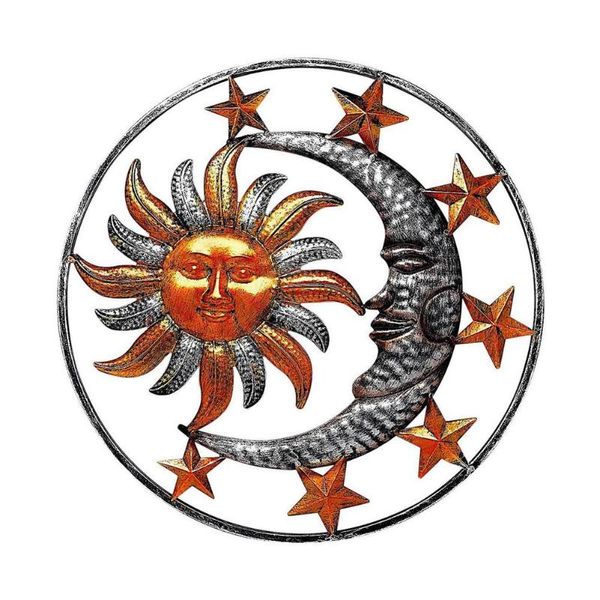 

decorative objects & figurines metal sun moon wall decor pendant living room home handicraft decoration indoor outdoor garden art plaque