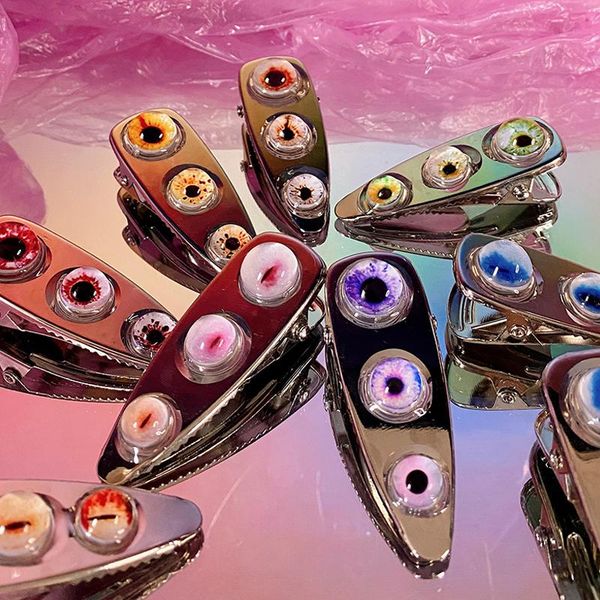 

hair clips & barrettes goth injured eyes for women metal harajuku punk vintage y2k clip accessory jewelry friendship gifts party, Golden;silver
