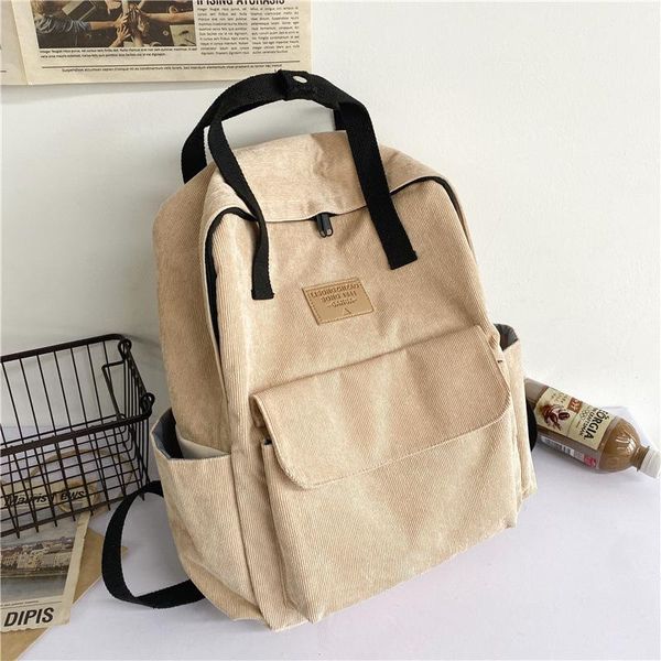 

backpack corduroy bag for female high school students simple fashion shoulder small fresh portable