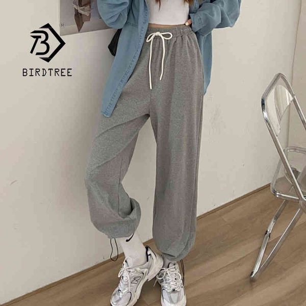 

spring women vintage high waist wide leg gray jogger pants baggy ankle length trouser bf autumn casual sportswear b0d806f 210430, Black;white