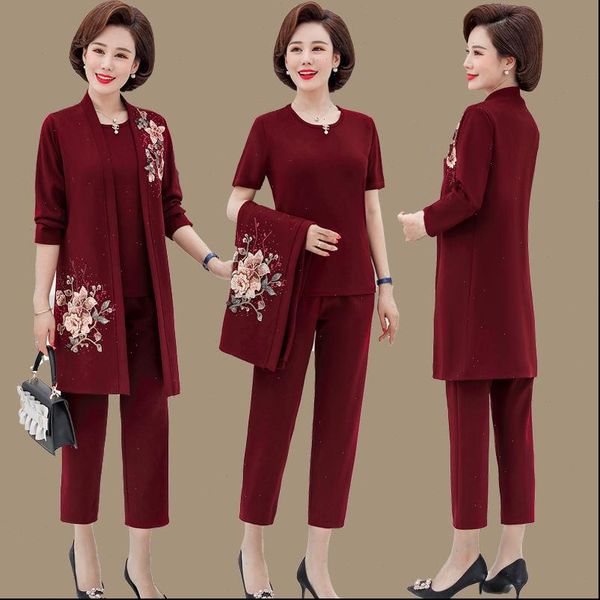 

spring autumn three piece sets women tracksuits floral printed long sleeve coat short and loose pants large size 5xl, Gray