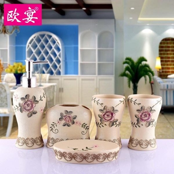 

bath accessory set european banquet bathroom five sets of resin wash suite accessories gift wedding