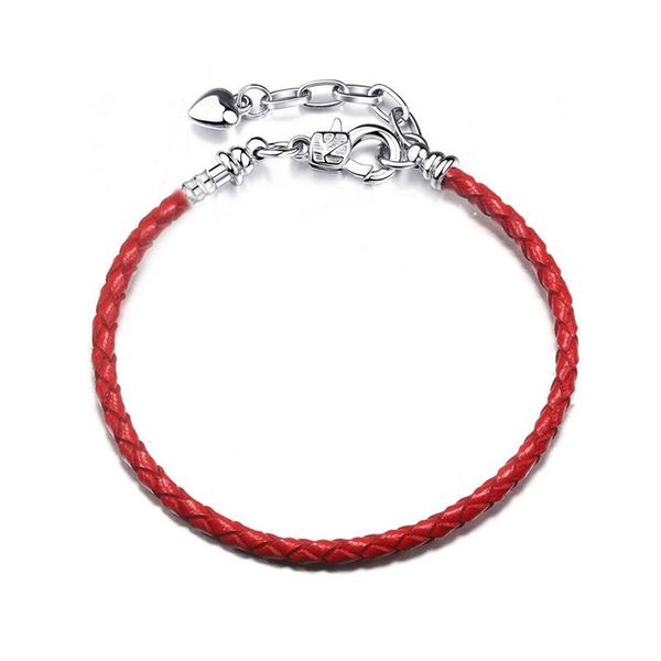 

link, chain charm diy leather adjuestable silver plated heart lobster clasp bracelets on hand for women strand bangles jewelry gift, Black