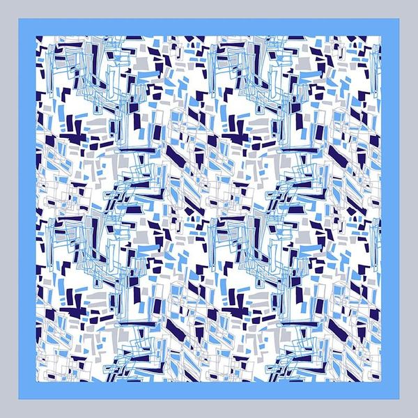 

scarves geometric print 100% silk ring scarf bandana women fashion neckerchief neckertie foulard 21"x21", Blue;gray