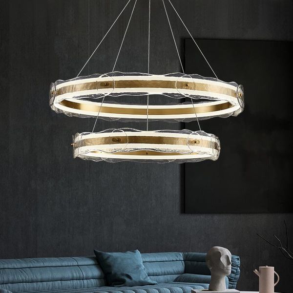 

pendant lamps postmodern minimalist living room dining bedroom circle ring stairway duplex copper light luxury nordic chandelier