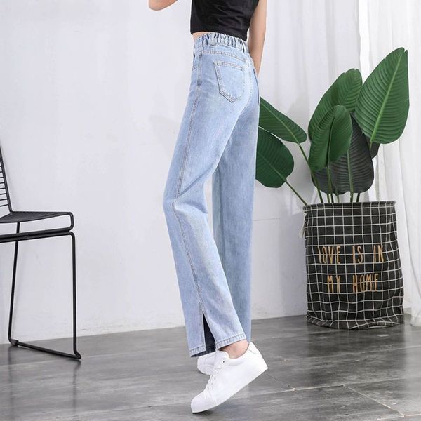 

autumn split wide leg women's tube loose fashion high waist slim, Blue