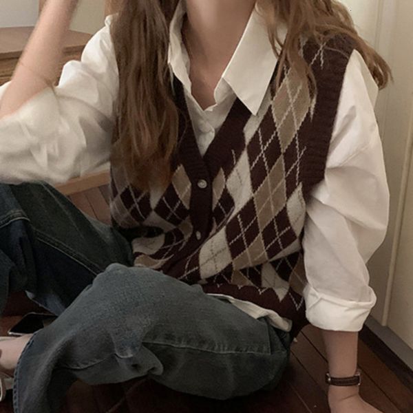 

women's sweaters college style with cleavage in v cardigan sweater vest fdmg, White;black