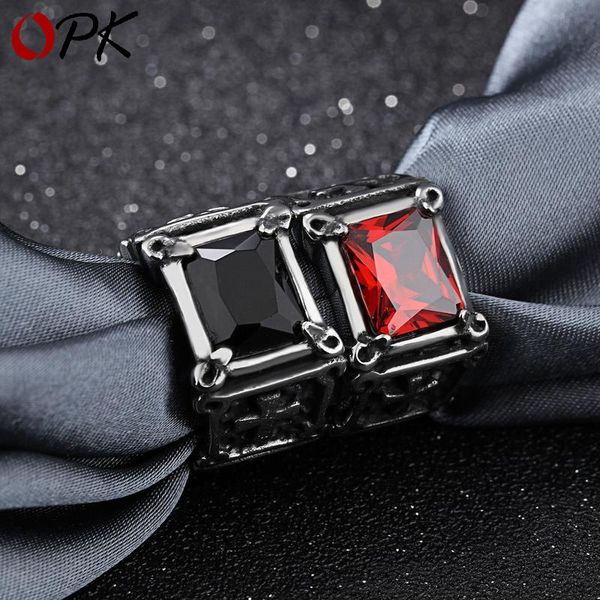 

Aggressive Inlaid Red Titanium Steel Ring, Men's Ring, Silver