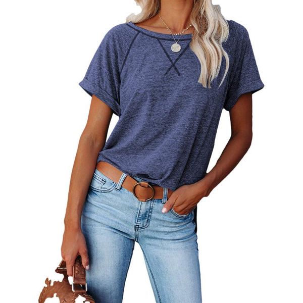 

shirt women tshirt summer patchwork color short sleeve t-shirt women's, White