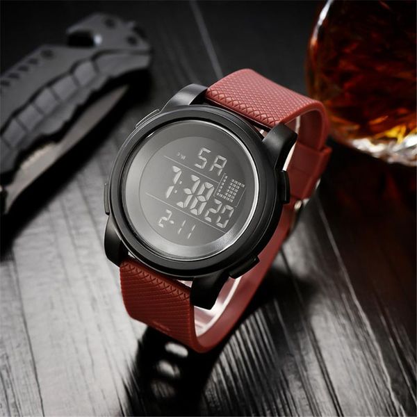 

wristwatches outdoor digital watches for men life waterproof sport watch led light electronics clock relogio #8, Slivery;brown