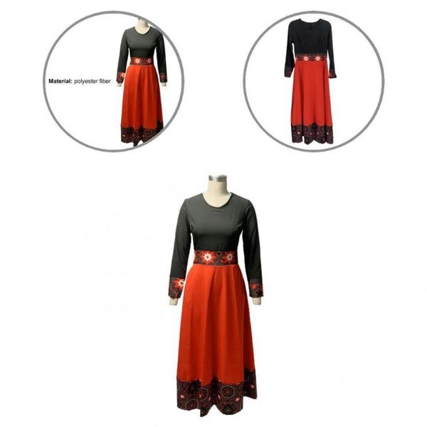 

casual dresses maxi dress stylish pockets large hem retro patchwork a-line, Black;gray