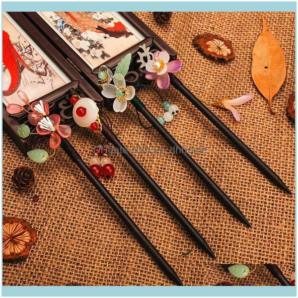 

jewelry jewelryretro hair fork ebony hairpin tassel sticks step wave ancient headdress tiara crystal headband aessories for women clips & ba, Golden;silver