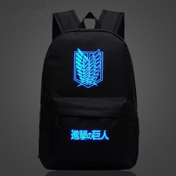 

attack on titan anime school bag noctilucous luminous backpack student notebook daily glow in the dark