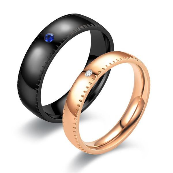 

wedding rings meetvii trendy stainless steel rose black lover for women men couple cz crystal jewelry gift, Slivery;golden