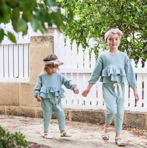 

spring female baby cotton knitted lace + pants suit baby girl clothes girls clothing set 210701, White