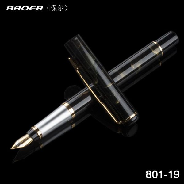 

baoer 801 black calligraphy fountain pen business school supplies hook trim pens