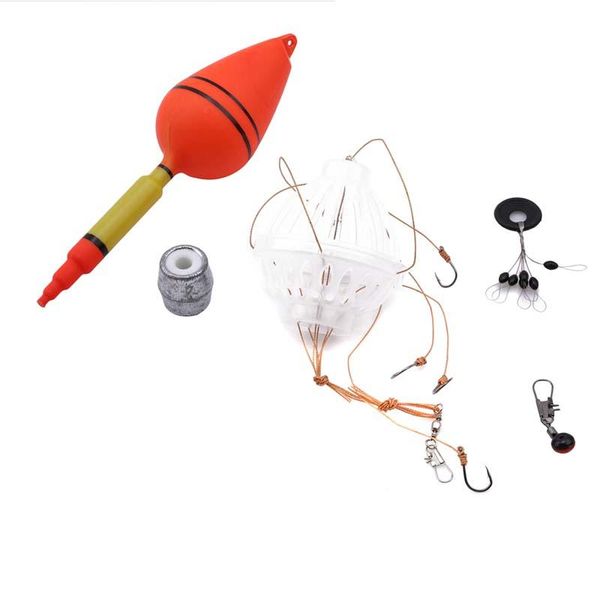 

fishing accessories carp floats bobber sets sea float with six strong explosion hooks plastic sinker tackle kit tools