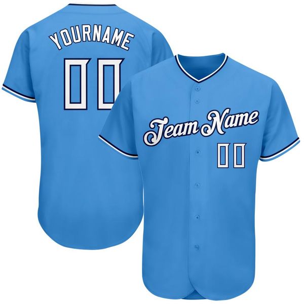 

custom powder blue white-navy authentic baseball jersey, Blue;black