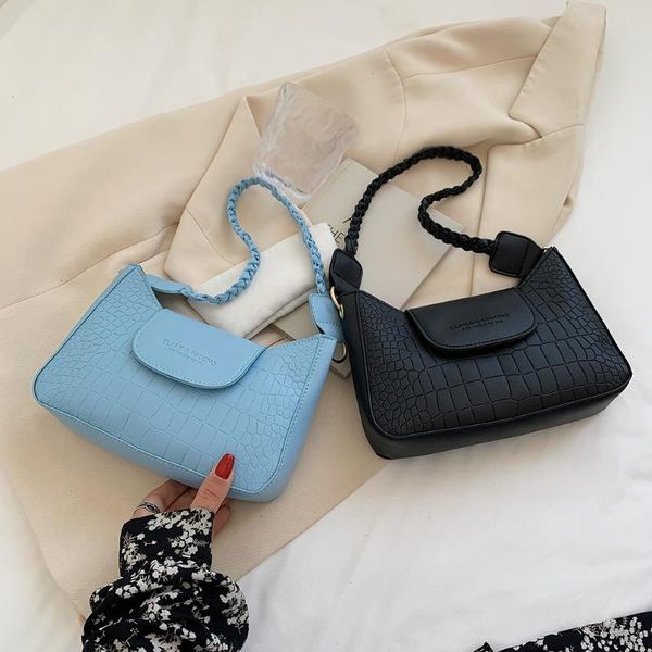 

evening bags women's fashion flap handbags retro women alligator pattern pu leather solid color small shoulder underarm bag
